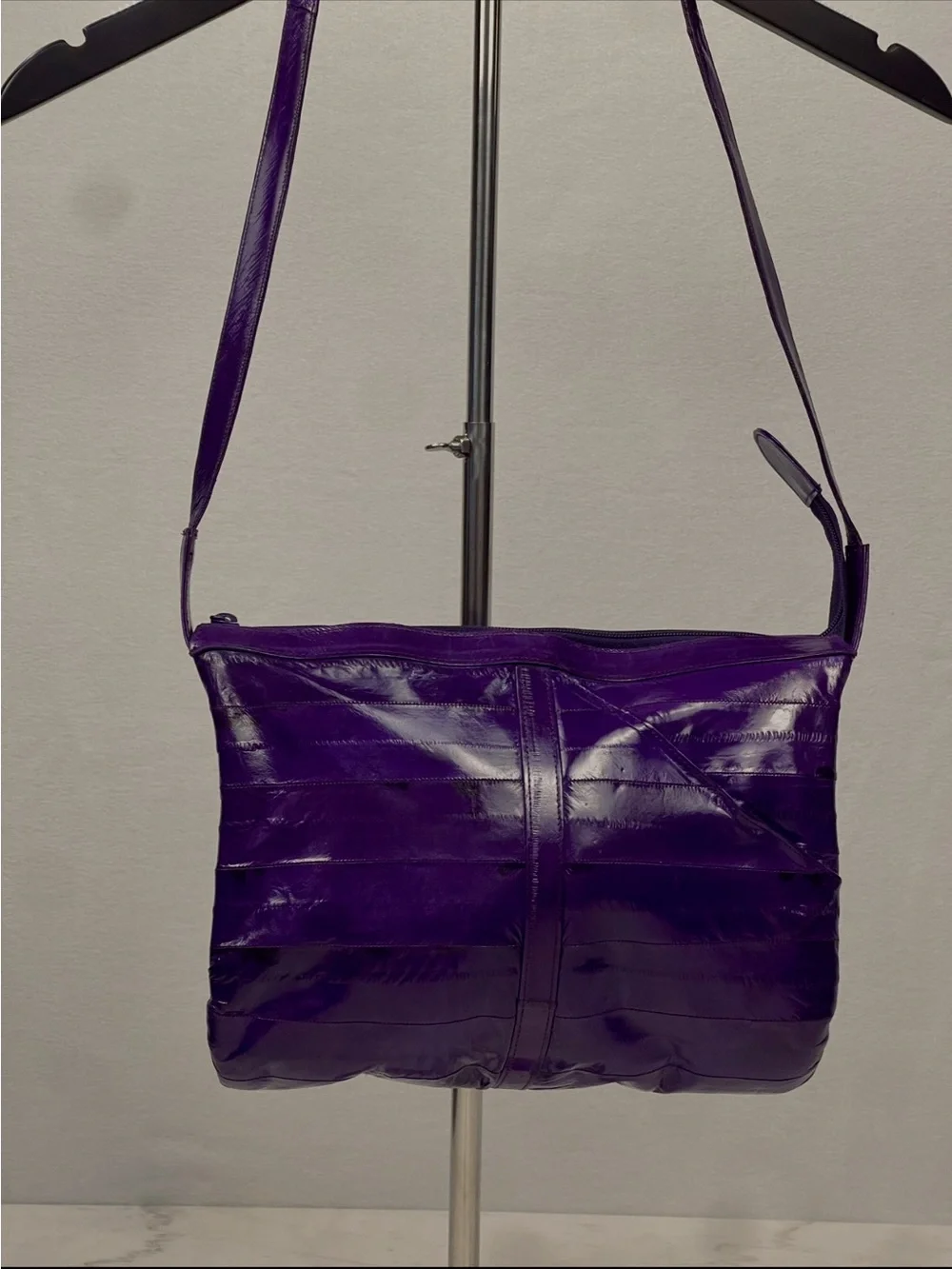 Purple Leather Crossbody Bag - Women